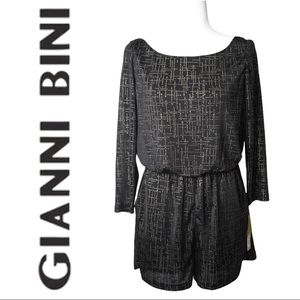 Gianni Bini Black/Metallic Gold Romper